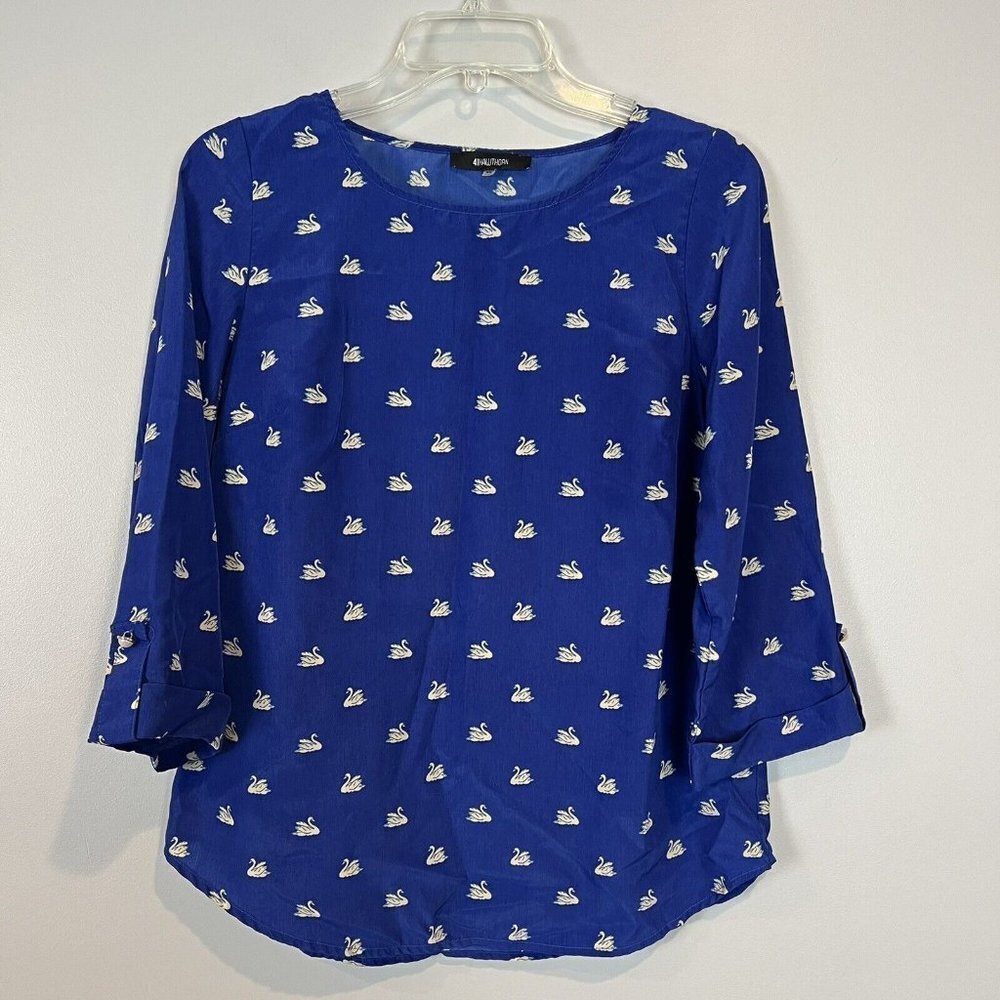 41 Hawthorn Stitch Fix Bixby Swan Blouse Blue Shirt Womens Size XS